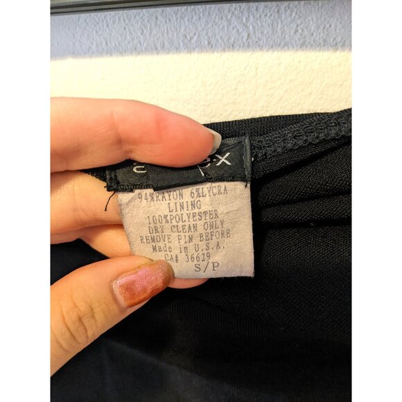 Vintage Y2K Black Bodycon Top Scarf One Shoulder Gothic Rhinestone Buckle Sz S - Picture 11 of 11